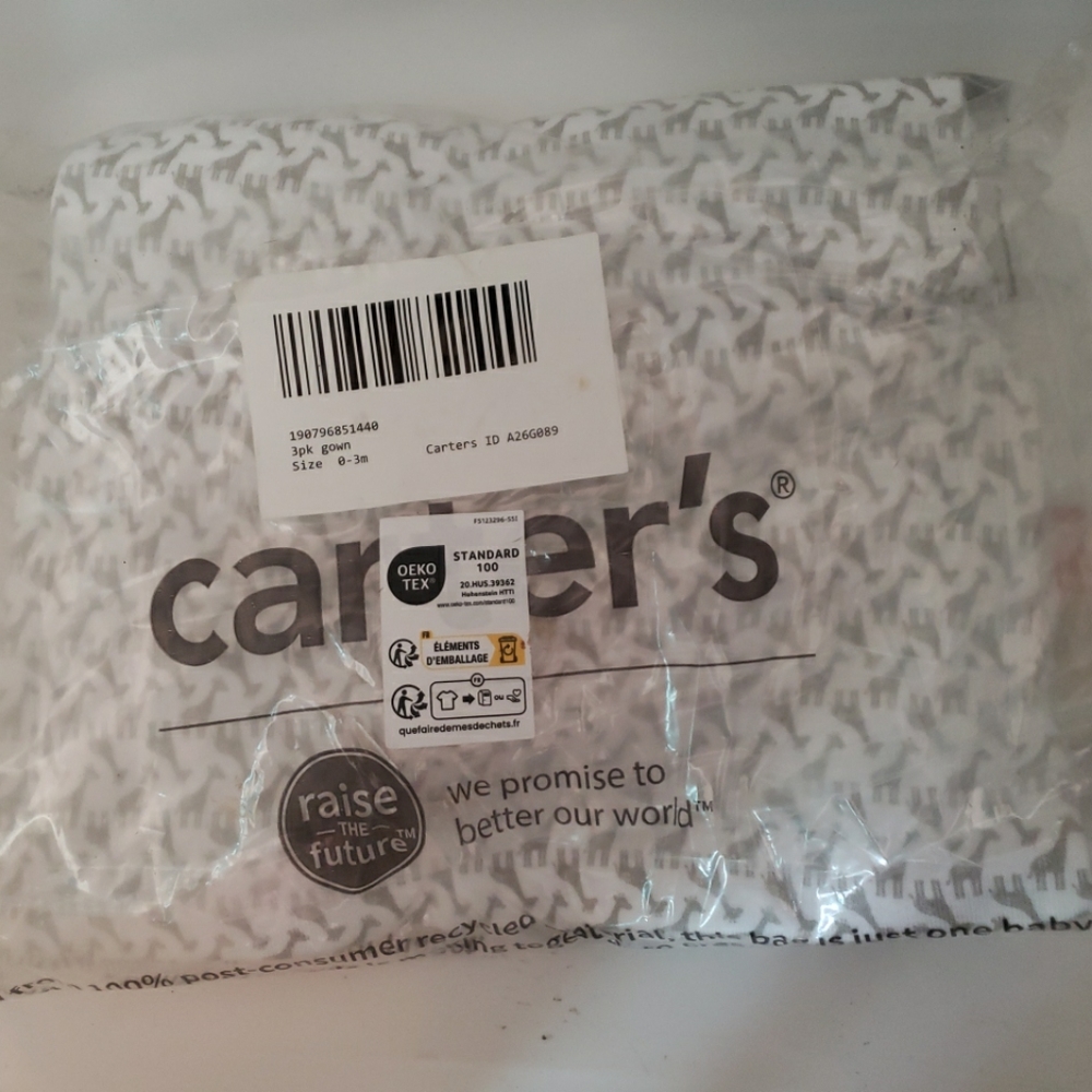 Carters. 0-3 months gowns